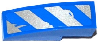 Slope, Curved 3 x 1 with Worn Blue and Silver Danger Stripes Pattern Model Left Side (Sticker) - Set 75918