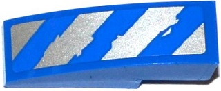 Slope, Curved 3 x 1 with Worn Blue and Silver Danger Stripes Pattern Model Right Side (Sticker) - Set 75918