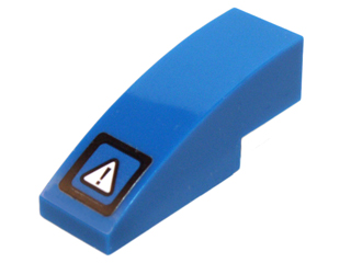 Slope, Curved 3 x 1 with Square with Black Border and Exclamation Mark in White Triangle Pattern (Sticker) - Set 70724