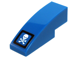 Slope, Curved 3 x 1 with Square with Black Border and White Skull and Crossbones Pattern (Sticker) - Set 70724