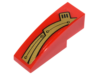 Slope, Curved 3 x 1 with Curved Gold Panels with Rivets Pattern Model Right Side (Sticker) - Set 70146