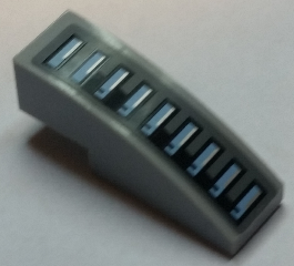 Slope, Curved 3 x 1 with Black Triangular Line and Medium Blue Bars Pattern Model Left Side (Sticker) Set 7961