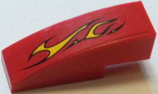 Slope, Curved 3 x 1 with Flames on Red Background Pattern Model Right Side (Sticker) - Set 60027