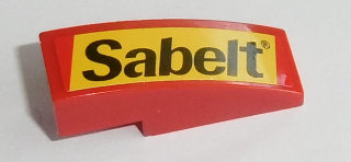 Slope, Curved 3 x 1 with Black 'Sabelt' on Yellow Background Pattern (Sticker) - Set 8143