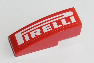 Slope, Curved 3 x 1 with White 'PIRELLI' on Red Background Pattern (Sticker) - Set 8143