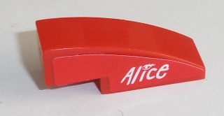 Slope, Curved 3 x 1 with White 'Alice' on Red Background Pattern Model Right Side (Sticker) - Set 8142-2