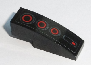 Slope, Curved 3 x 1 with Red Circle Back Lights on Black Background Pattern (Sticker) - Set 75168