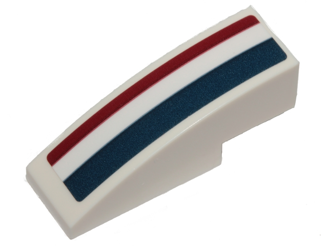 Slope, Curved 3 x 1 with Dark Blue, White, and Dark Red Stripes Pattern Right (Sticker) - Sets 75205 / 75290