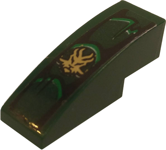 Slope, Curved 3 x 1 with Scales and Gold Lion Head Pattern (Sticker) - Set 70593