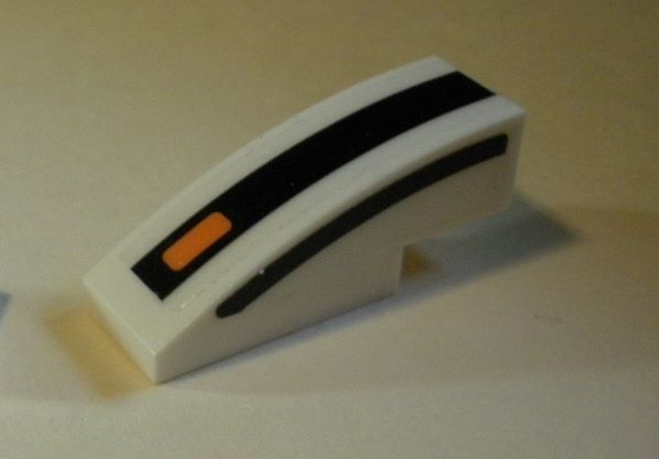 Slope, Curved 3 x 1 with Black Lines and Small Orange Rectangle Pattern Model Left Side (Stickers) - Set 75895