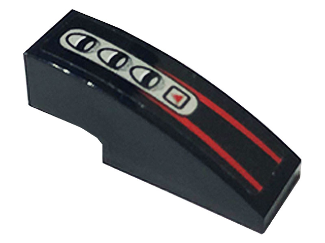 Slope, Curved 3 x 1 with Red Stripes and Car Control Panel Pattern (Sticker) - Set 76895