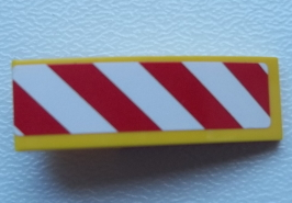 Slope, Curved 3 x 1 with Red and White Danger Stripes Pattern Model Right Side (Sticker) - Set 60076