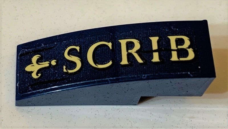 Slope, Curved 3 x 1 with Tan Fleur-de-lis and 'SCRIB' Pattern (Sticker) - Set 75978