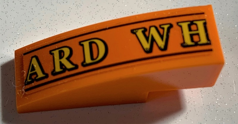 Slope, Curved 3 x 1 with Yellow 'ARD WH' and Black Lines Pattern (Sticker) - Set 75978