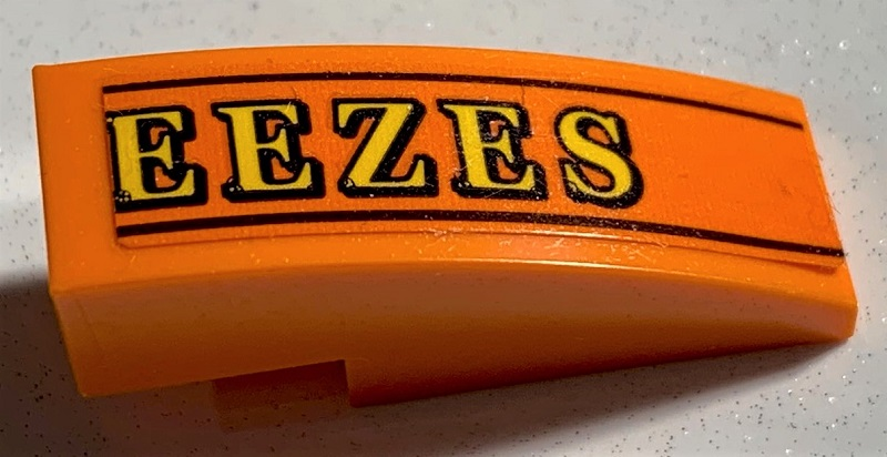 Slope, Curved 3 x 1 with Yellow 'EEZES' and Black Lines Pattern (Sticker) - Set 75978