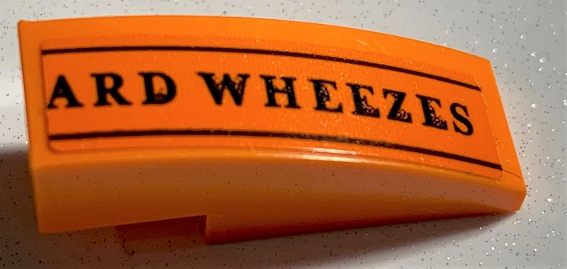 Slope, Curved 3 x 1 with Black 'ARD WHEEZES' and Lines Pattern (Sticker) - Set 75978