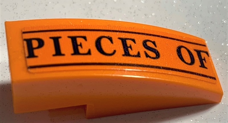 Slope, Curved 3 x 1 with Black 'PIECES OF' and Lines Pattern (Sticker) - Set 75978