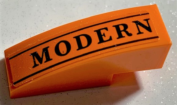 Slope, Curved 3 x 1 with Black 'MODERN' and Lines Pattern (Sticker) - Set 75978