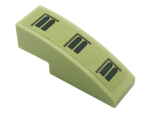 Slope, Curved 3 x 1 with Dark Brown Windows and Reddish Brown Lines Pattern Model Left Side (Sticker) - Set 71043