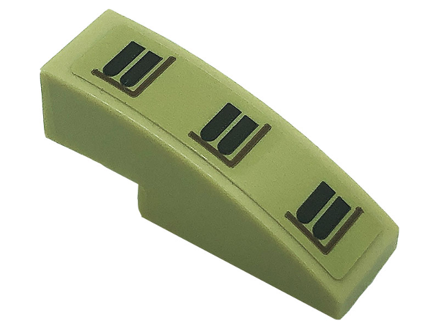 Slope, Curved 3 x 1 with Dark Brown Windows and Reddish Brown Lines Pattern Model Right Side (Sticker) - Set 71043