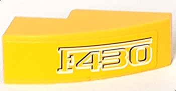 Slope, Curved 3 x 1 with 'F430' Outlined on Yellow Background Pattern (Sticker) - Set 8143