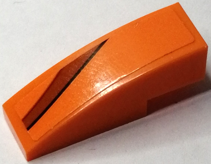 Slope, Curved 3 x 1 with Dark Orange Curved Stripe with Black Line Pattern Model Left Side (Sticker) - Set 75880