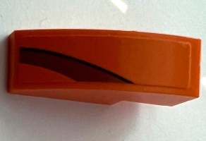 Slope, Curved 3 x 1 with Dark Orange Curved Stripe with Black Line Pattern Model Right Side (Sticker) - Set 75880