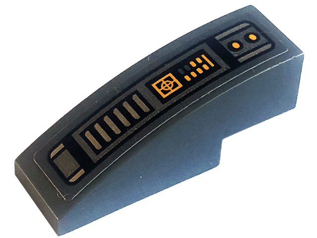 Slope, Curved 3 x 1 with Control Panel, Bright Light Orange Buttons and Lights, Silver Air Vent Pattern (Sticker) - Set 76181