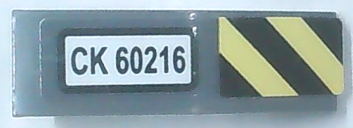 Slope, Curved 3 x 1 with Black and Bright Light Yellow Danger Stripes and 'CK 60216' Pattern Side A (Sticker) - Set 60216