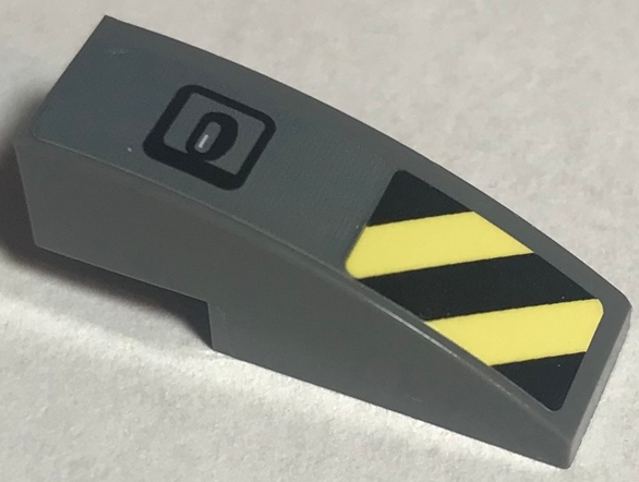 Slope, Curved 3 x 1 with Black and Bright Light Yellow Danger Stripes and Tow Hook Pattern Side B (Sticker) - Set 60216