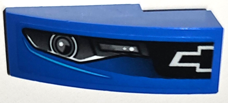 Slope, Curved 3 x 1 with Black and Silver Chevrolet Logo and Headlight Pattern Model Right Side (Sticker) - Set 75891