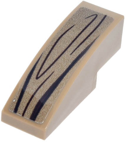 Slope, Curved 3 x 1 with Dark Brown Wood Grain with Oval Lines Pattern Model Left Side (Sticker) - Set 76341