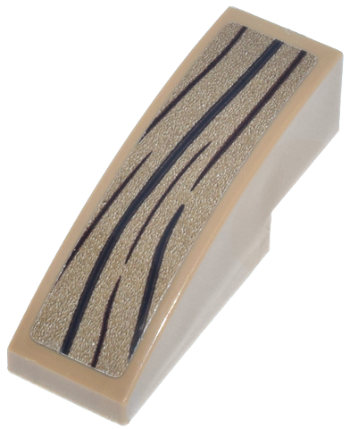 Slope, Curved 3 x 1 with Dark Brown Wood Grain with Straight Lines Pattern Model Right Side (Sticker) - Set 76341