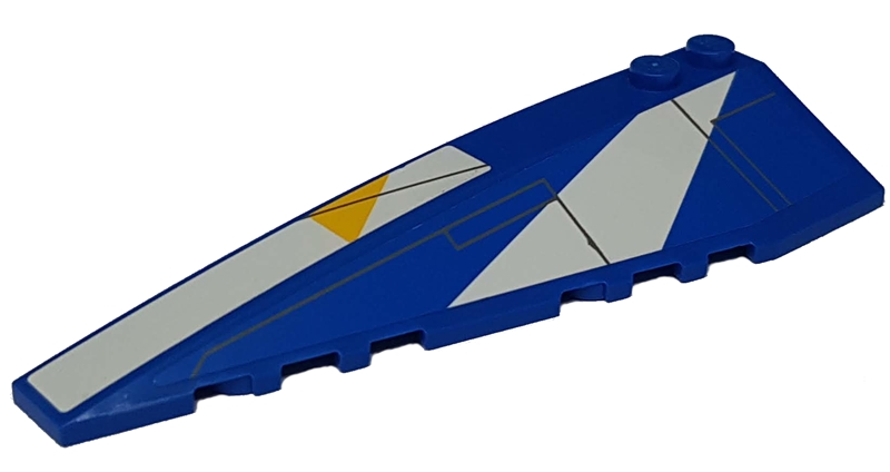 Wedge 10 x 3 Left with White Stripes, Yellow Triangle and Gray Lines Pattern (Stickers) - Set 8093