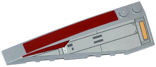 Wedge 10 x 3 Left with Dark Red Stripe and SW V-Wing Starfighter Pattern (Stickers) - Set 75039