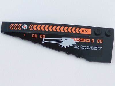 Wedge 10 x 3 Left with Orange Chevrons, 'CPT-"Kid" THOROGOOD' and White Eagle Head Pattern (Stickers) - Set 7690