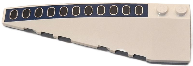 Wedge 10 x 3 Left with Black Windows with Silver Outlines on Dark Blue Stripe Pattern