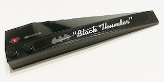 Wedge 10 x 3 Left with Dark Bluish Gray Batman Logo, Silver ’Black Thunder’ and Arrow Pattern (Stickers) - Set 70916