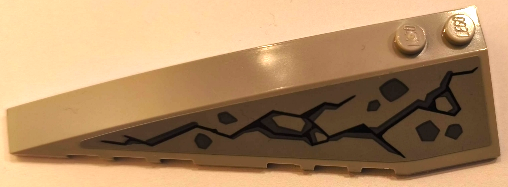 Wedge 10 x 3 Left with Black Cracks and Dark Bluish Gray Rocks Pattern (Sticker) - Set 71814