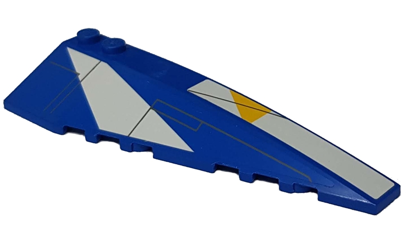 Wedge 10 x 3 Right with White Stripes, Yellow Triangle and Gray Lines Pattern (Stickers) - Set 8093