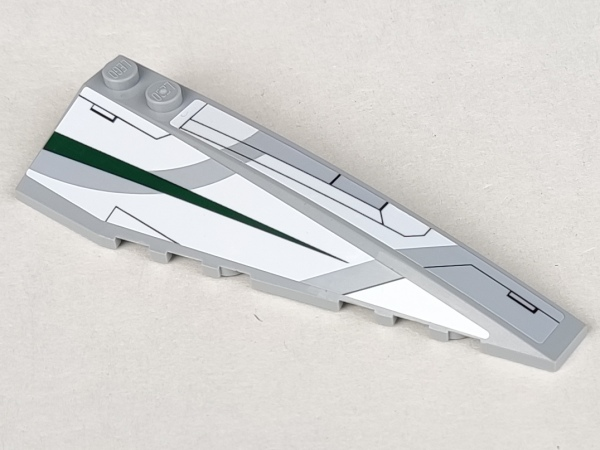 Wedge 10 x 3 Right with Jedi Starfighter White Hull Panels and Dark Green Tapered Stripe Pattern (Stickers) - Set 7868
