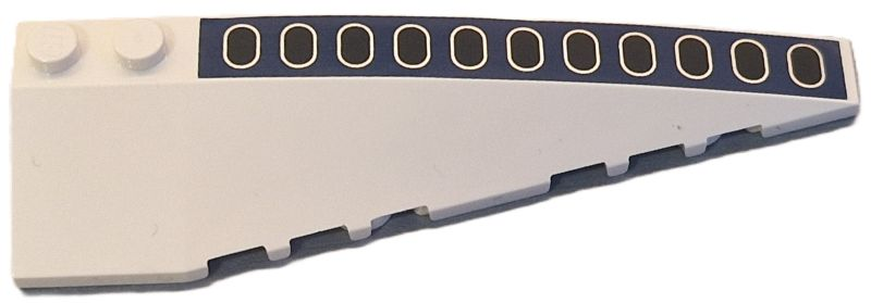 Wedge 10 x 3 Right with Black Windows with Silver Outlines on Dark Blue Stripe Pattern