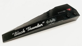 Wedge 10 x 3 Right with Dark Bluish Gray Batman Logo, Silver ’Black Thunder’ and Arrow Pattern (Stickers) - Set 70916