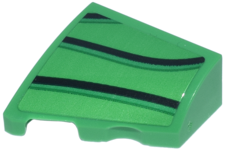 Wedge 2 x 2 x 2/3 Left with Green and Black Pattern (Sticker) - Set 77247