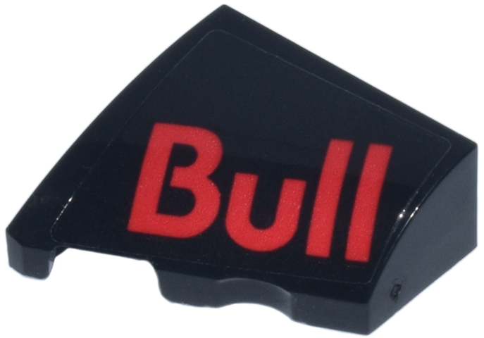 Wedge 2 x 2 x 2/3 Left with Red 'Bull' Red Bull Logo Pattern (Sticker) - Set 77243