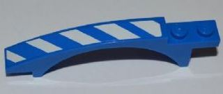 Slope, Curved 8 x 1 x 1 2/3 with Arch and 2 Recessed Studs with Blue and White Danger Stripes Pattern Model Left (Sticker) - Set 7970