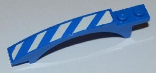 Slope, Curved 8 x 1 x 1 2/3 with Arch and 2 Recessed Studs with Blue and White Danger Stripes Pattern Model Right (Sticker) - Set 7970