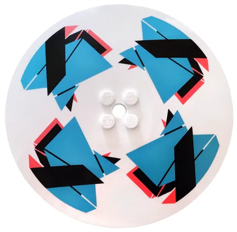 Dish 10 x 10 Inverted (Radar) - Solid Studs with Black, Coral and Medium Azure Intersecting Geometric Shapes Pattern