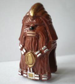 Minifigure, Head, Modified SW Wookiee, Warrior with Gold and Silver Pattern