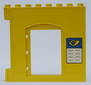Duplo Wall 1 x 8 x 6 Hinge on Left with Door Opening and Mail Horn and Message Board Pattern